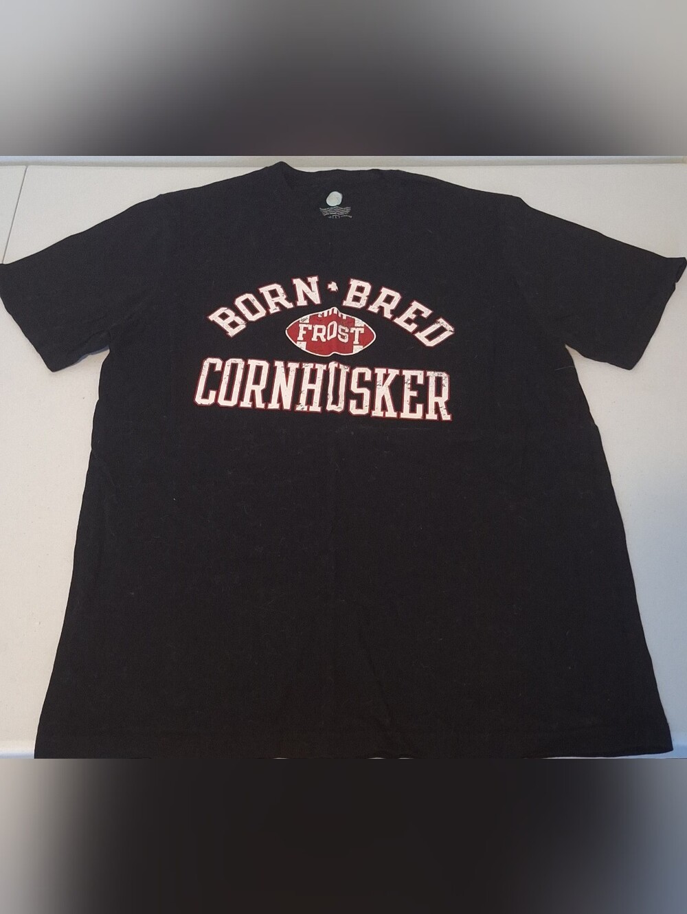 Ost Black Short Sleeve Graphic Tee with Red and White Print